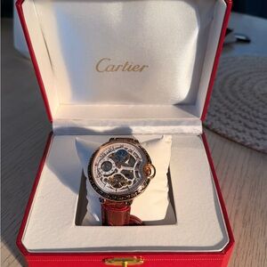 Cartier Skeleton Watch with Brown Strap